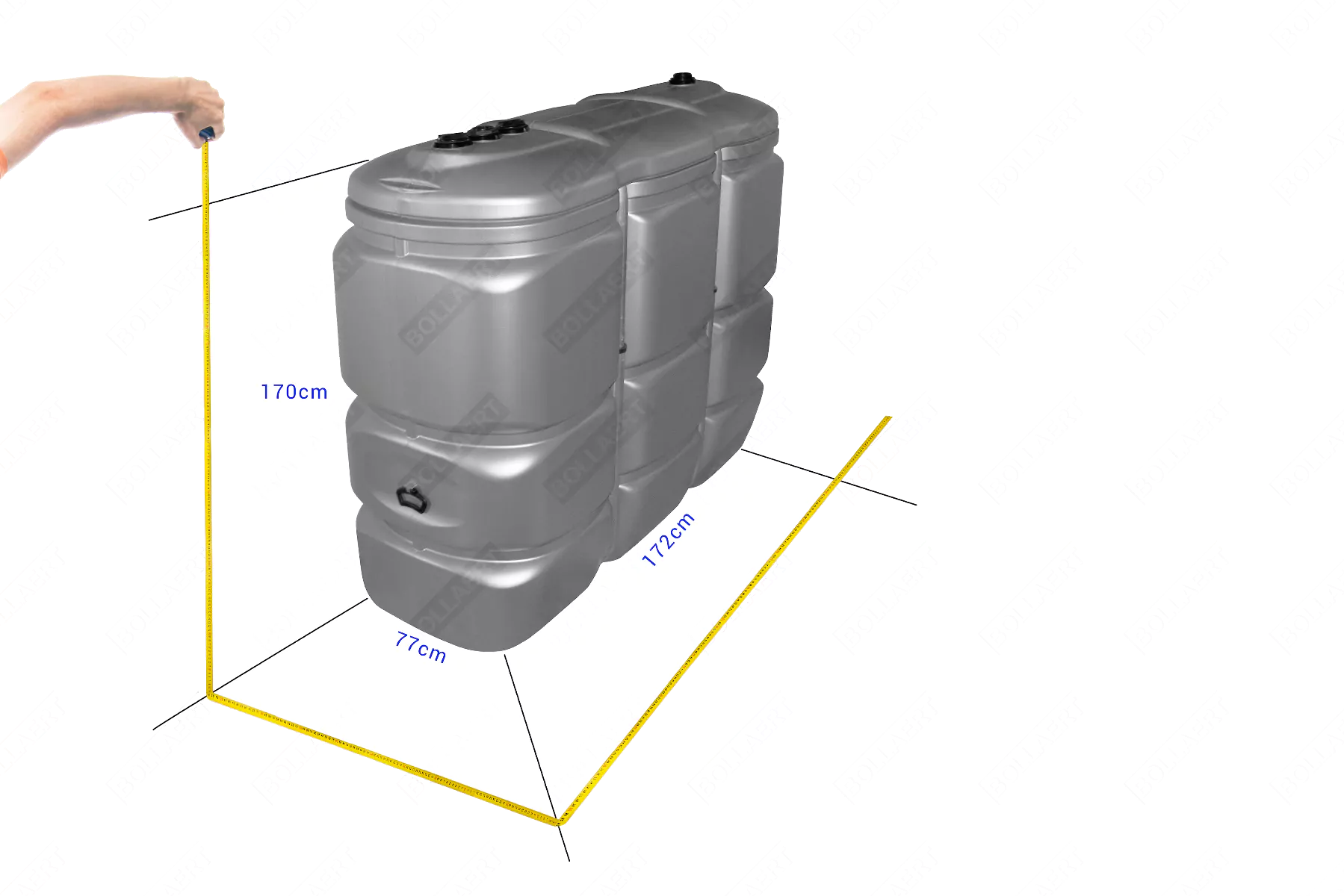 Cuve à mazout PE 3 x 1500L (=4500L) UV résist - jumelage largeur 3