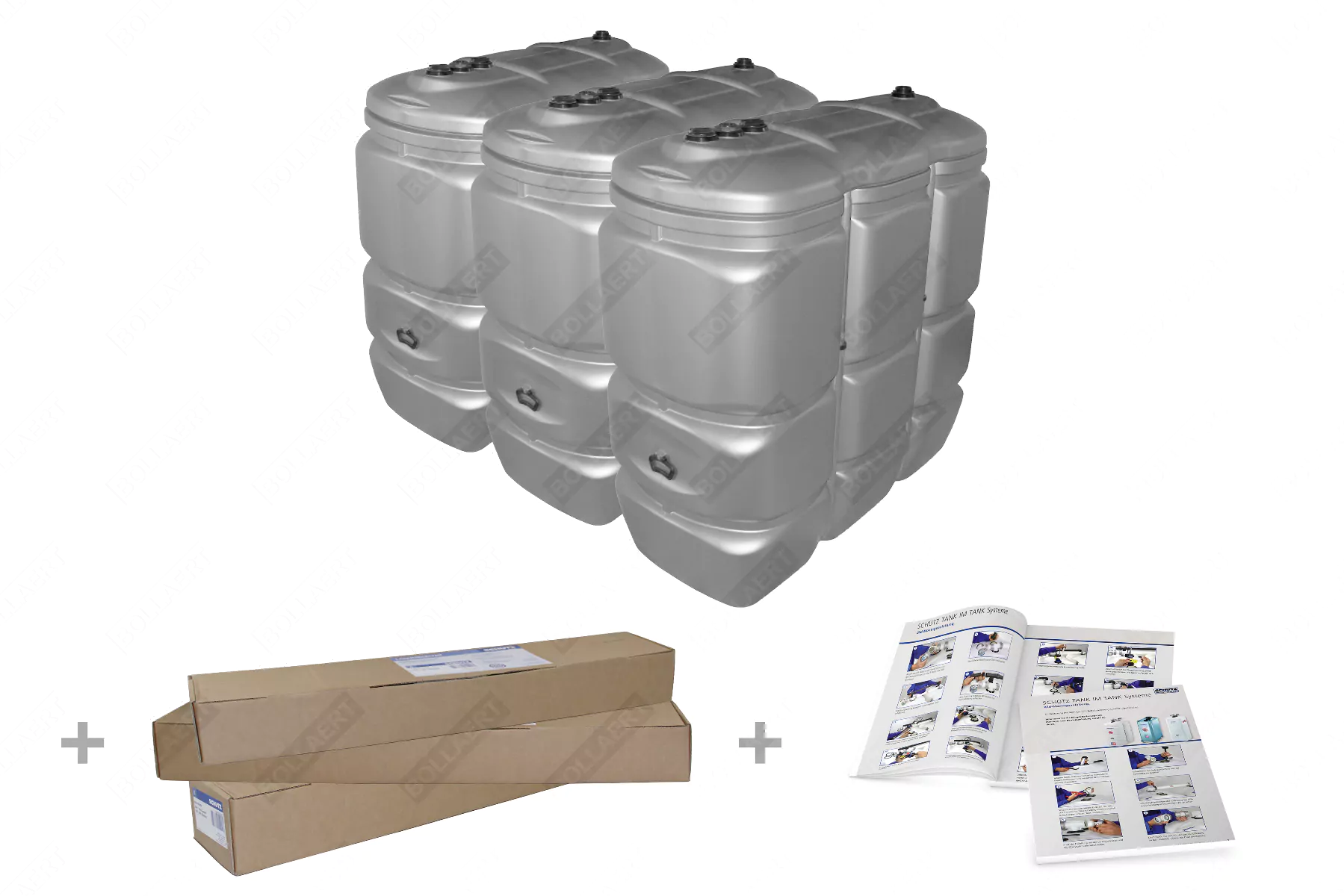 Cuve à mazout PE 3 x 1500L (=4500L) UV résist - jumelage largeur 4