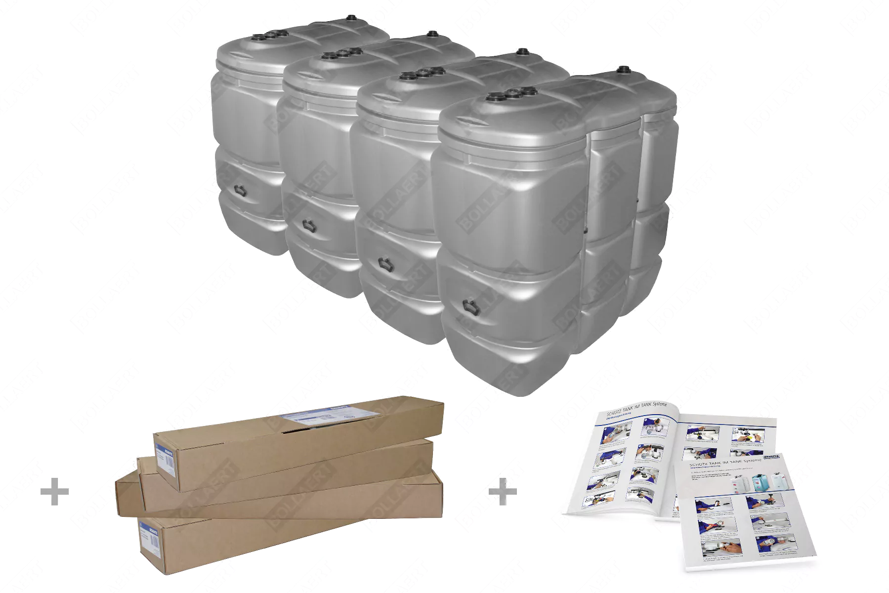 Cuve à mazout PE 4 x 1500L (=6000L) UV résist - jumelage largeur 4