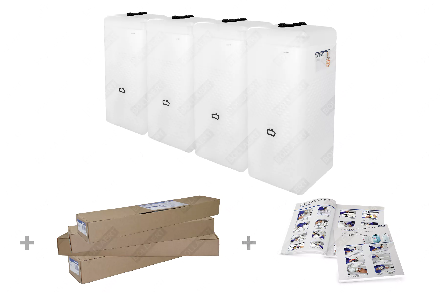 Cuves à mazout PE 4 x 1000L (=4000L) spécial - jumelage carré 4