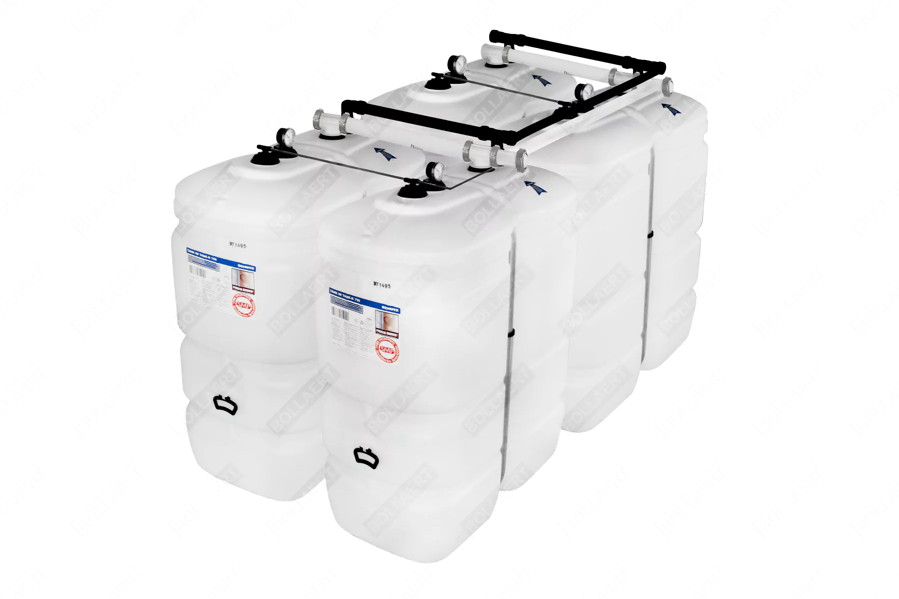 Cuves à mazout PE 4 x 750L (=3000L) compact - jumelage carré 5