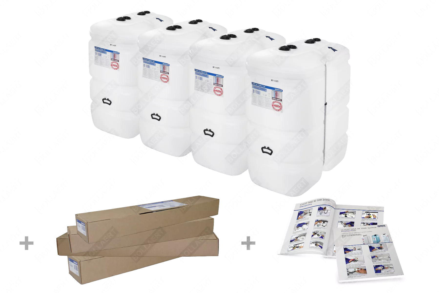 Cuves à mazout PE 4 x 750L (=3000L) compact - jumelage largeur 4