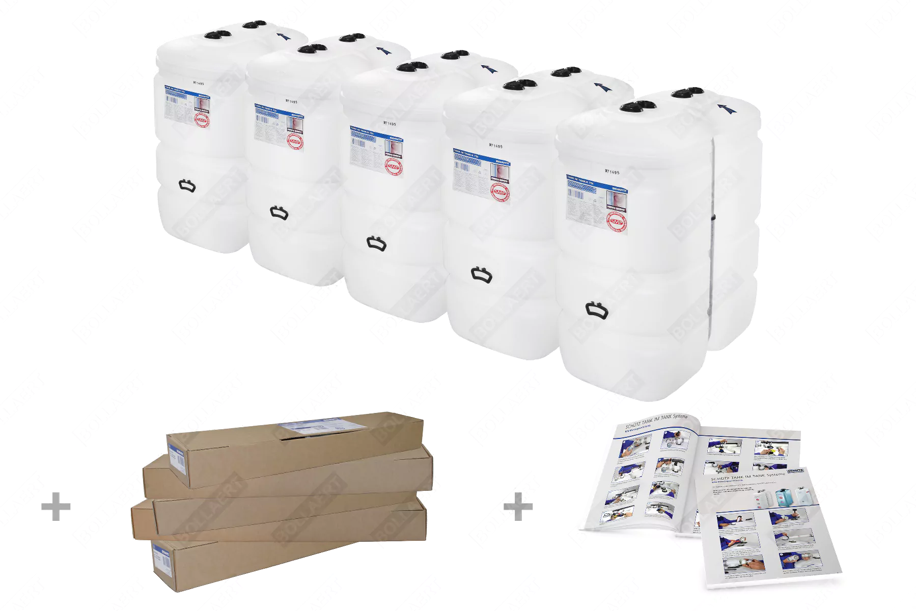 Cuves à mazout PE 5 x 750L (=3750L) compact - jumelage largeur 4