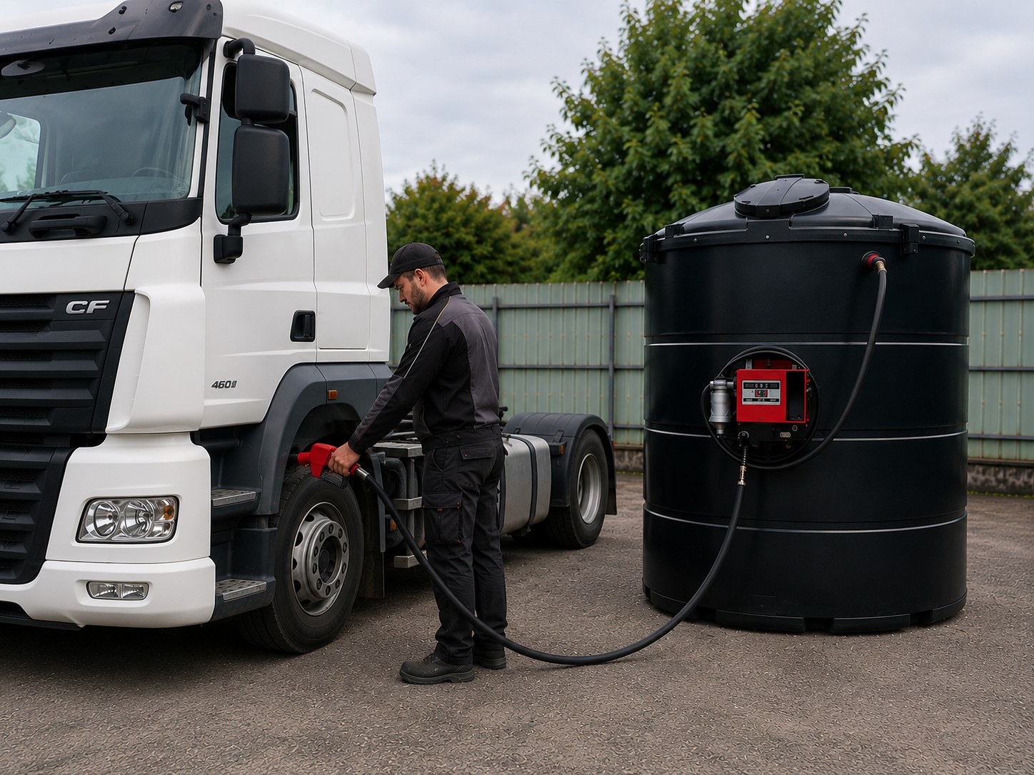 Camion ravitaille a une cuve mazout de 5000 litres en PE avec pompe 220V montee sur la cuve