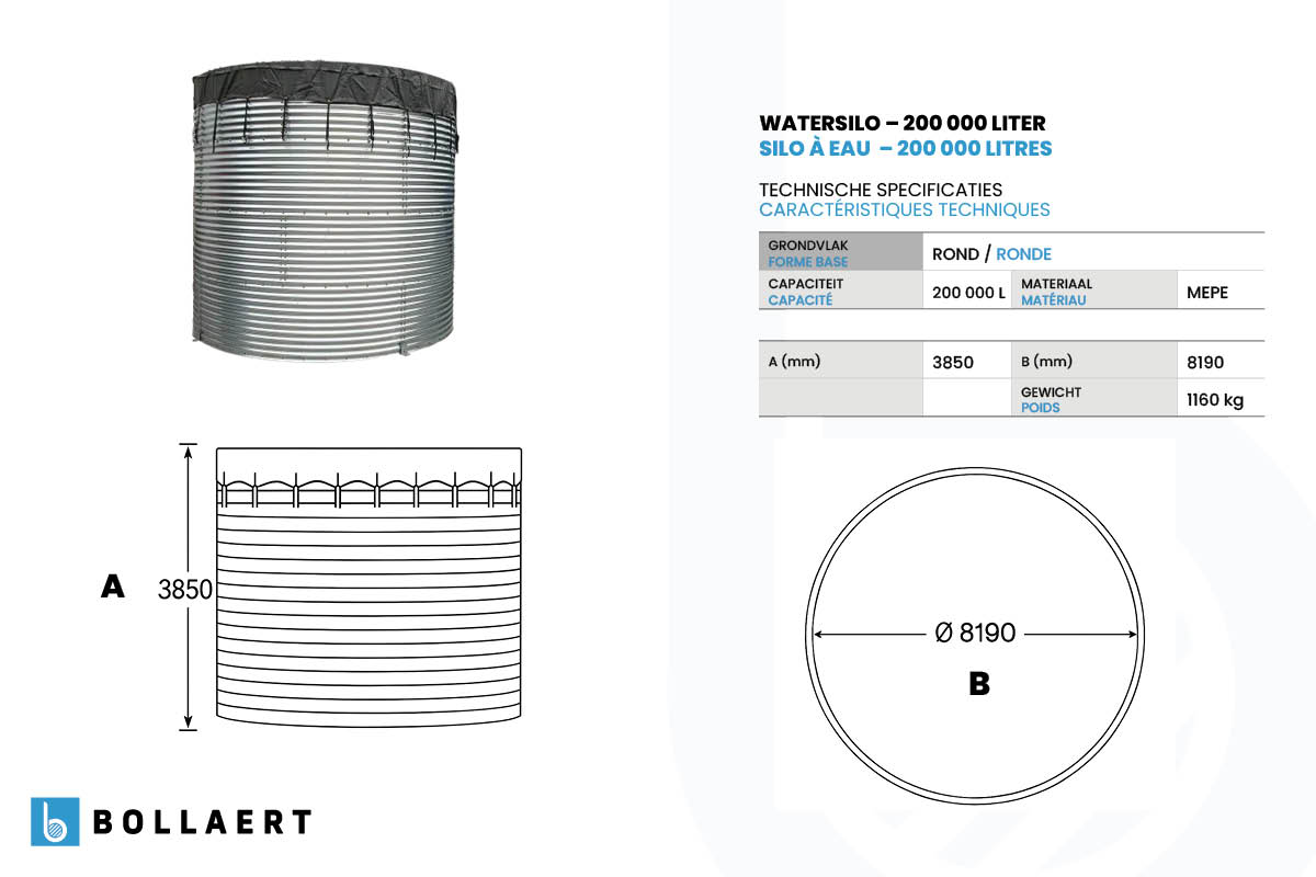 technische tekening watersilo 200000l