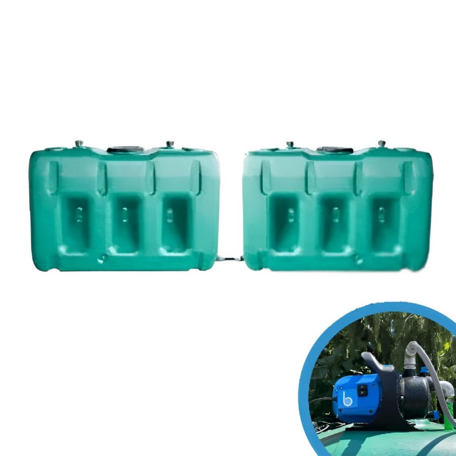 Citerne à eau de pluie jumelable -  2 cuves de 3000L avec pompe - Lié en longueur