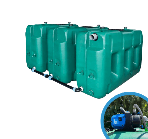 Citerne à eau de pluie jumelable - 3 cuves de 3000L avec pompe