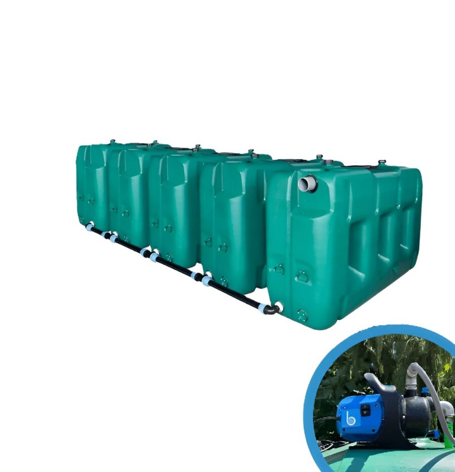 Citerne à eau de pluie jumelable - 5 Cuves de 3000L avec pompe