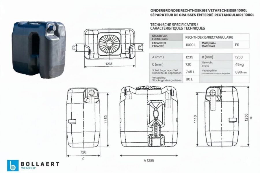 Dégraisseur 1 000 litres enterré