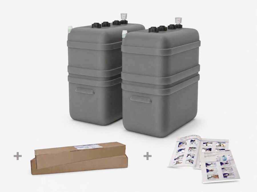 Cuve à mazout à double paroi : 2 x 700 L (= 1400L) résistante aux UV – jumelage en largeur