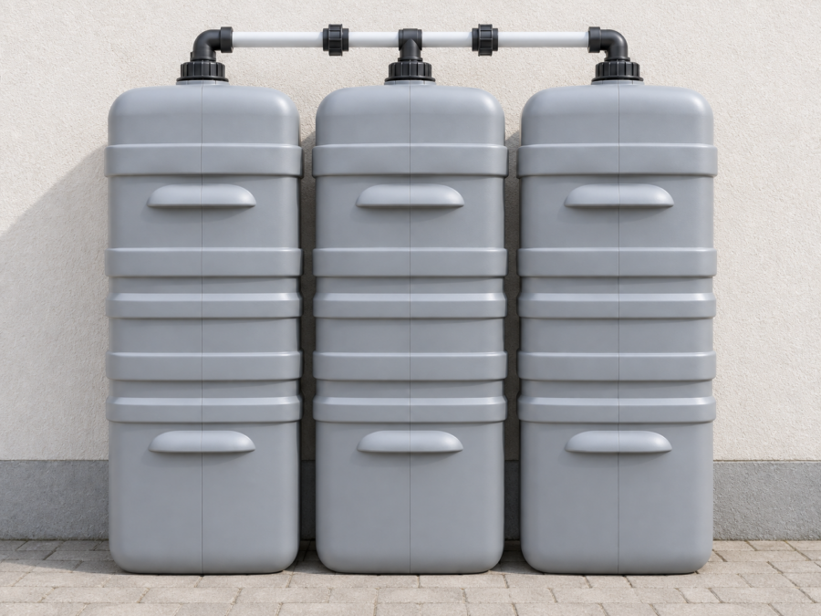 Cuve à mazout à double paroi : 3 x 1000 L (= 3000L) résistante aux UV – jumelage en largeur