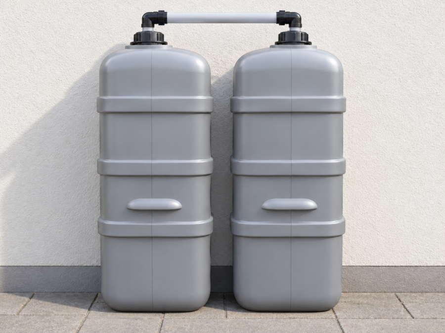 Cuve à mazout à double paroi : 2 x 1500 L (= 3000L) résistante aux UV – jumelage en largeur