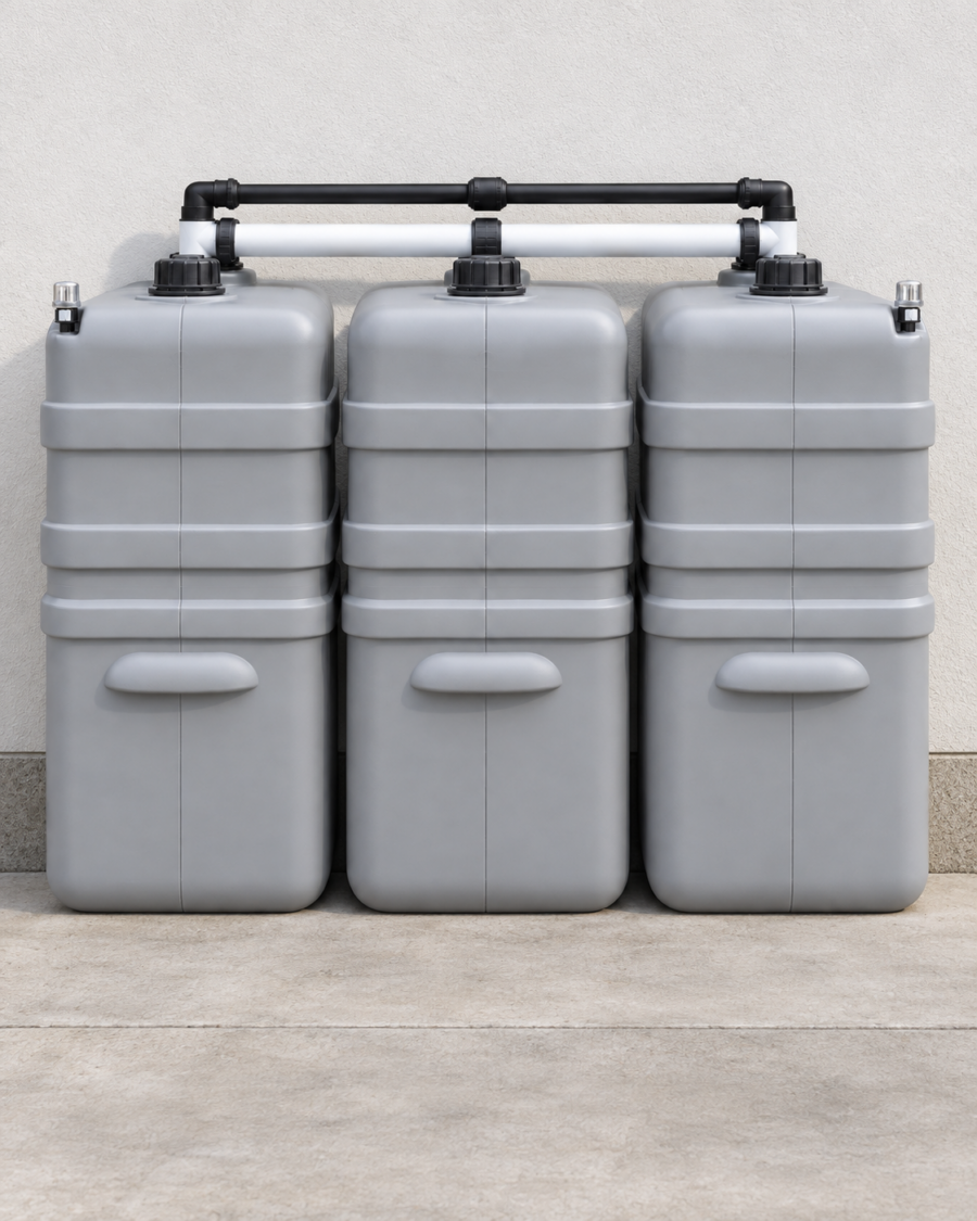 Cuve à mazout 2100 litres résistante aux UV – 3 × 700 litres à double paroi, jumelage en largeur