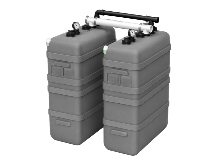 Cuve à mazout à double paroi : 2 x 1000 L (= 2000L) résistante aux UV – jumelage en largeur