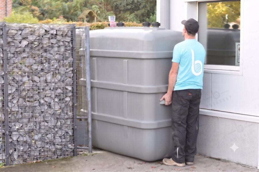 Cuve à mazout à double paroi : 2 x 1000 L (= 2000L) résistante aux UV – jumelage en largeur