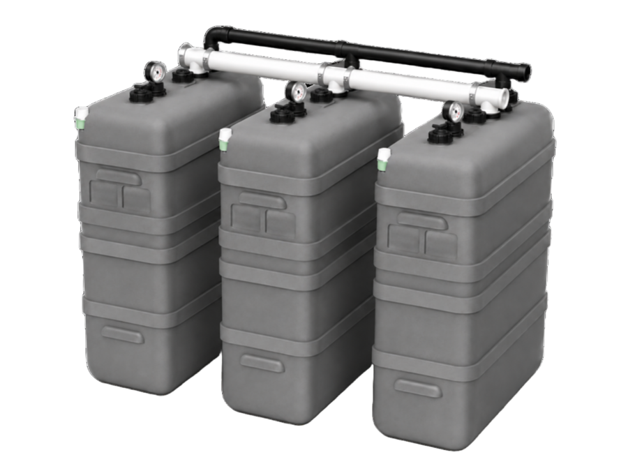 Cuve à mazout à double paroi : 3 x 1000 L (= 3000L) résistante aux UV – jumelage en largeur