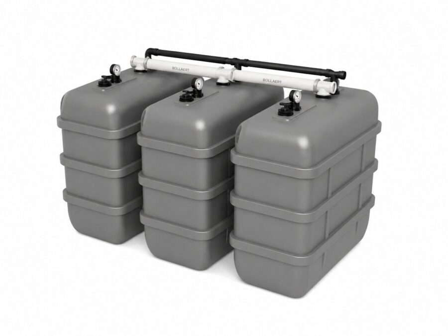 Cuve à mazout à double paroi : 3 x 2000 L (= 6000L) résistante aux UV – jumelage en largeur