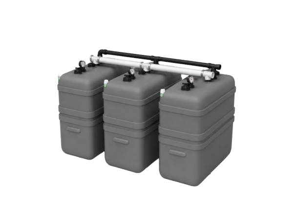 Cuve à mazout 2100 litres résistante aux UV – 3 × 700 litres à double paroi, jumelage en largeur